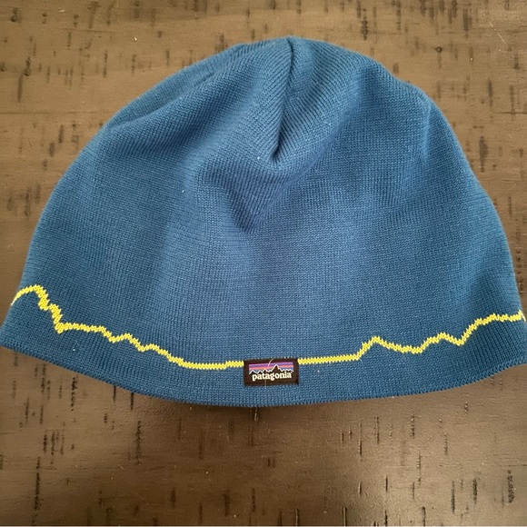 Vintage Patagonia Men’s Blue Mountain Patterned Beanie - Picture 1 of 2